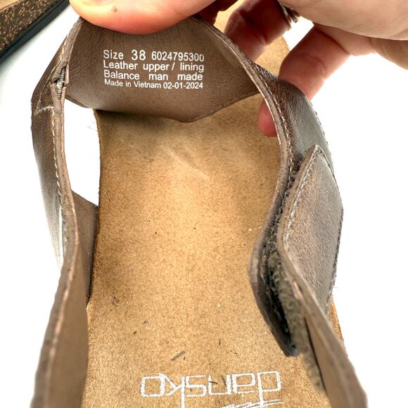 Dansko Brown Leather Reese Thong Sandals Size 38 / 8 - Picture 6 of 7